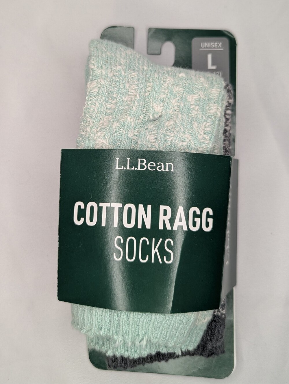 L.L.Bean Cotton Ragg Socks in Mint And Grey